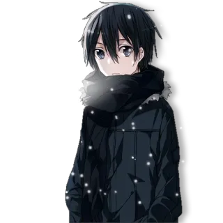 🌨 anime, boy, winter, scarf, jacket, cartoon telegram sticker