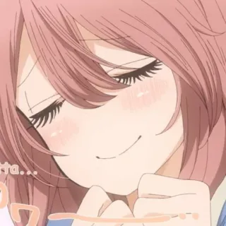 😍 Kita... anime, fofa, garota, cabelo rosa, sorrindo telegram sticker