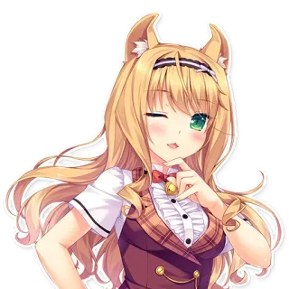 🤔 anime, girl, cute, animal ears, winking whatsapp sticker