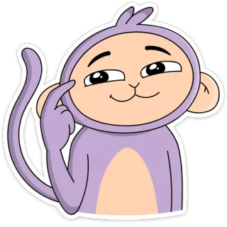 😊 monyet, berpikir, kartun, hewan, stiker, imut, lucu whatsapp sticker