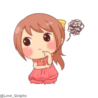 🤔 Anime, Chica, Pensando, Linda, Coleta, Dibujos animados telegram sticker