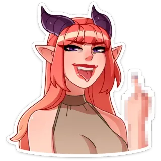 🖕 demon, anime, devil, girl, middle finger telegram sticker