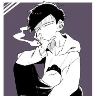 🚬 Аниме, Курение, Мультфильм, Монохром, Толстовка telegram sticker