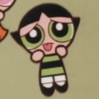 🤢 Buttercup The Powerpuff Girls Cartone animato, Ragazza, Supereroe, Verde, Carino telegram sticker