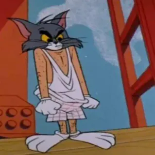 😾 Tom Cat Tom and Jerry мультфильм, кот, том и джерри, растрёпанный, ворчливый telegram sticker