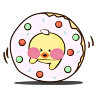 🐥 donut, duck, cartoon, cute, sweet, sprinkles telegram sticker