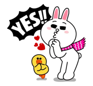 😘 YES!! ใช่, กระต่าย, เป็ด, หัวใจ, น่ารัก, เชิงบวก telegram sticker