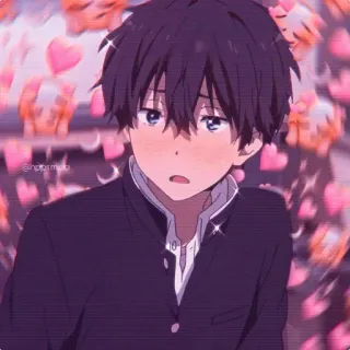 💓 @ngotrimla อนิเมะ, เด็กผู้ชาย, ชุดนักเรียน, หัวใจ, หน้าแดง telegram sticker