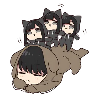 🤗 Anime, Kartun, Chibi, Lucu, Kucing, Anjing, Mengantuk, Kawaii telegram sticker