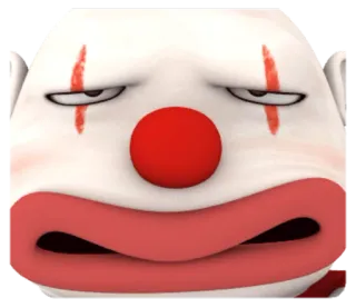 😐 клоун, грустный, злой, макияж, красный нос, лицо, выражение telegram sticker
