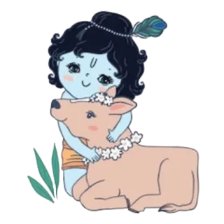 ☺️ Krishna 印度教, 神, 婴儿, 牛, 神, 宗教, 印度 telegram sticker