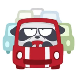 😊 animal, car, cartoon, driving, traffic, panda telegram sticker