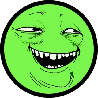 😆 Mème, Trollface, Mème Internet, Drôle, Visage vert, Suffisant, Narquois telegram sticker