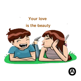😄 Your love is the beauty amor, belleza, pareja, dibujos animados, relación telegram sticker