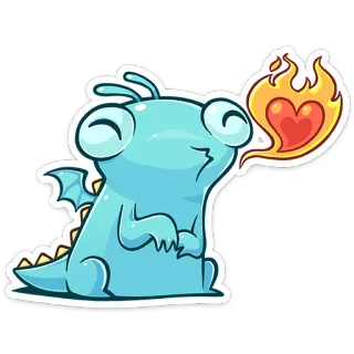 😘 дракон, мультик, милый, огонь, сердце, животное telegram sticker