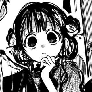 🍥 anime, manga, girl, cartoon, character, black and white telegram sticker