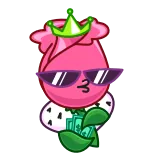 🤑 roos, kroon, zonnebril, cartoon, schattig, bloem, roze telegram sticker