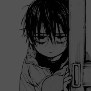 🕳️ 动漫, 漫画, 悲伤, 男孩, 单色 telegram sticker