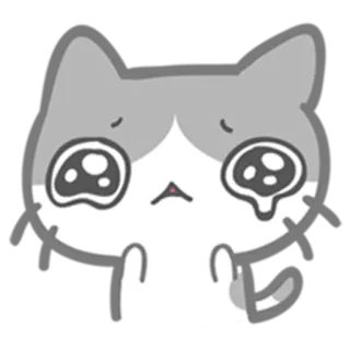 😢 猫, 泣く, 悲しい, 可愛い, 漫画, ステッカー, グレー, 涙 telegram sticker