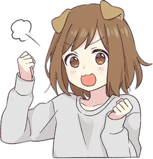 🤩 gadis anime, telinga anjing, imut, bersemangat telegram sticker