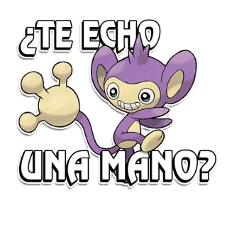 🤲 ¿TE ECHO UNA MANO? pokemon, aipom, hilfe, hand, cartoon whatsapp sticker