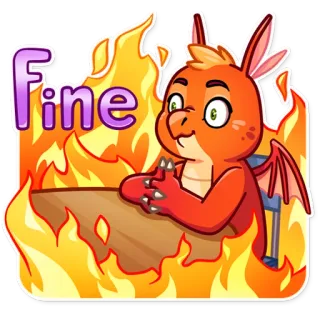 🔥 Fine dragon, feu, dessin animé, mignon, drôle, humour, mème telegram sticker