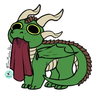 🛌 dragon, mignon, dessin animé, fantaisie, animal, vert, autocollant whatsapp sticker