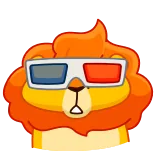 💥 lion, cartoon, glasses, animal, mammal telegram sticker