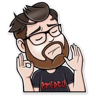 👌 PTKDEV мультик, мужчина, очки, борода, жест ОК, ptkdev telegram sticker