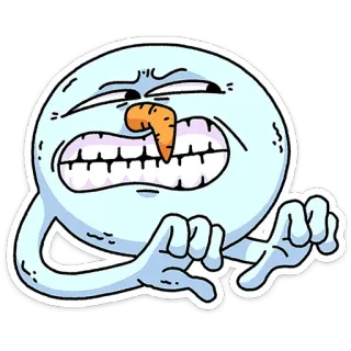 😬 snowman, winter, cartoon, character, funny, angry telegram sticker