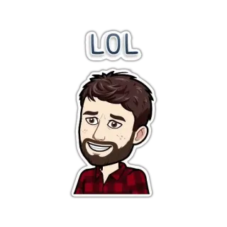 😬 LOL lol, laughing, funny, avatar, flannel, beard telegram sticker