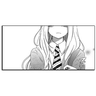🙁 Fille animé, Manga, Uniforme scolaire, Triste, Monochrome, Portrait telegram sticker