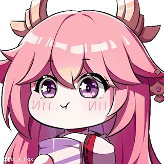 😋 Yae Miko Genshin Impact @Fix_x_Fox animé, jeu vidéo, Genshin Impact, Yae Miko, mignon, kawaii, cheveux roses whatsapp sticker