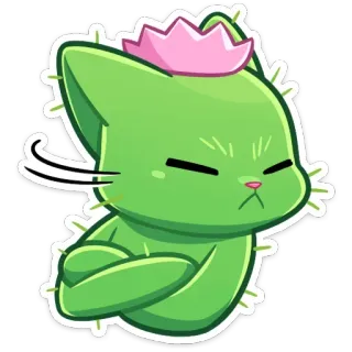 ☹️ chat, cactus, mignon, plante, kawaii, autocollant telegram sticker
