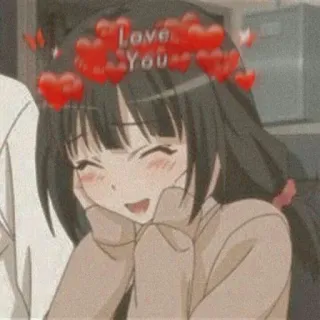 ❤️ Love You Аниме, Любовь, Сердечки, Милый, Девушка, Кавай telegram sticker