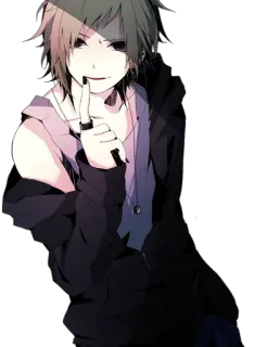 😏 anime, manga, dark, mysterious, hoodie, finger, shhh, silent telegram sticker