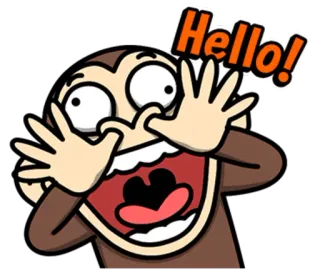🤗 Hello! 만화, 원숭이, 안녕하세요, 인사, 웃긴, 동물, 표정 telegram sticker