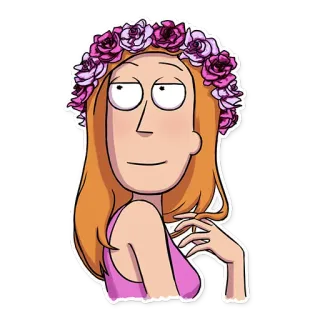 🙂 Summer Smith Rick and Morty kartun, animasi, perempuan, mahkota bunga, karakter, musim panas, Rick and Morty telegram sticker