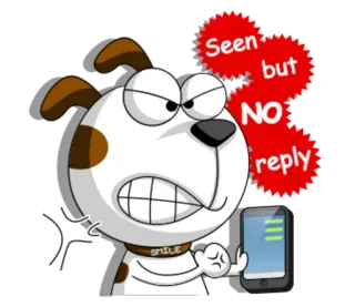 😠 Seen but NO reply chien, en colère, pas de réponse, vu, contrarié, dessin animé telegram sticker