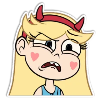😧 Star Butterfly Star vs. the Forces of Evil การ์ตูน, โกรธ, ตัวละคร, เขาสัตว์, ผู้หญิง, สตาร์ บัตเตอร์ฟลาย telegram sticker