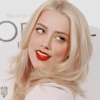 💋 Amber Heard актриса, блондинка, портрет, знаменитость, женщина, красная помада, красивая telegram sticker