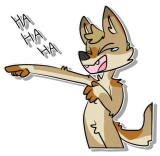 😆 HA HA HA laughing, pointing, cartoon, dog, furry, humor telegram sticker