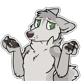 😕 wolf, hond, schouderophalen, dier, cartoon telegram sticker