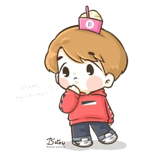 🍦 Hoạt hình, Dễ thương, Kawaii, Trẻ em, Bé trai, Nghệ thuật, Nghệ thuật kỹ thuật số telegram sticker