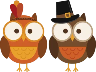 🍂 burung hantu, syukur, liburan, kalkun, musim gugur, musim gugur, lucu, perayaan telegram sticker