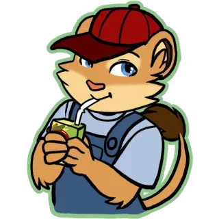 🍼 Dessin animé, Animal, Furry, Jus, Mignon, Personnage telegram sticker