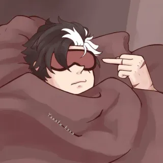 🦄 middle finger, rude, bed, sleep, sleep mask, person telegram sticker