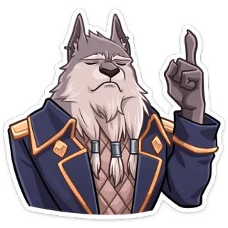 ☝️ wolf, furry, animal, character, illustration, officer, pointing, up telegram sticker