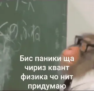 🌟 Бис паники ща чириз квант физика чо нит придумаю monyet, sains, fisika, teks, rusia telegram sticker