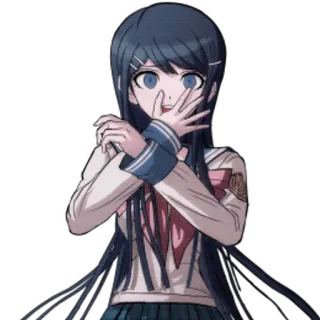😮 Sayaka Maizono Danganronpa Anime, Cartone animato, Uniforme scolastica, Ragazza, Capelli blu, Ragazza anime telegram sticker